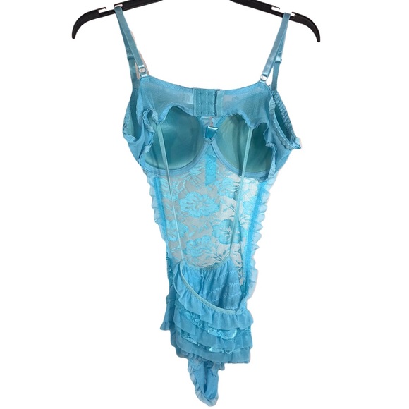 Pastel Blue Lace One Piece G String Teddy - Picture 2 of 7